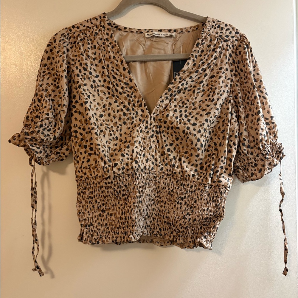 Abercrombie & Fitch Tan Leopard Print Blouse